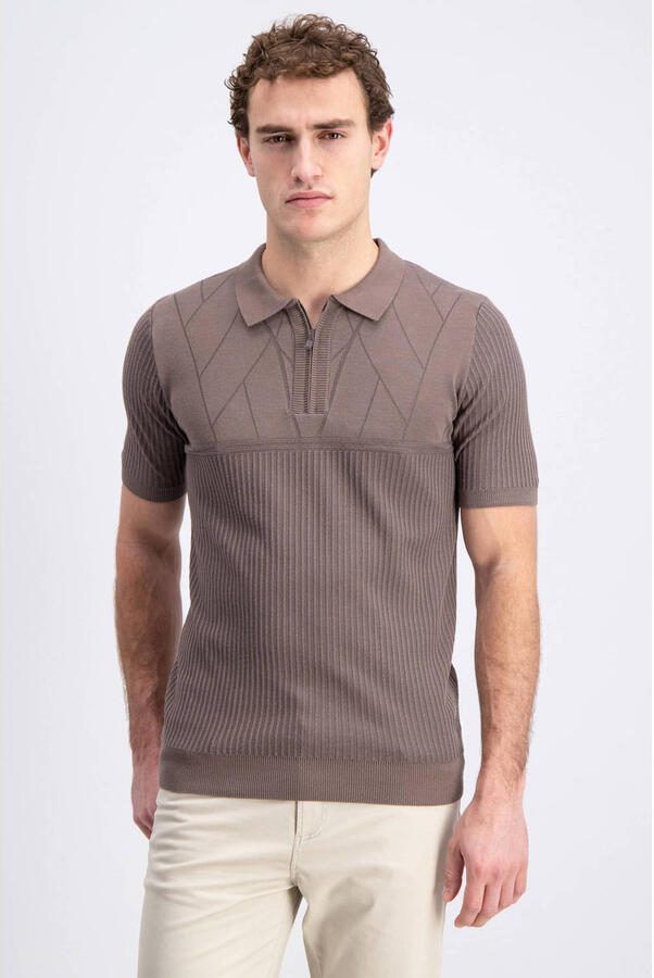 GABBIANO regular polo bruin gebreid