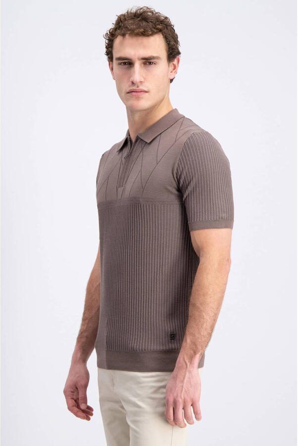 GABBIANO regular polo bruin gebreid - Foto 3