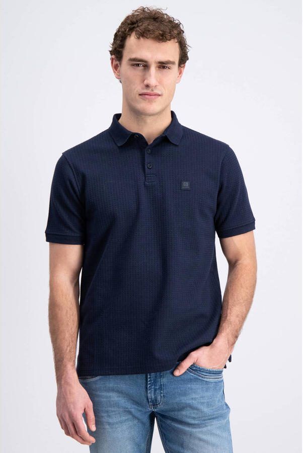GABBIANO regular polo donkerblauw gebreid