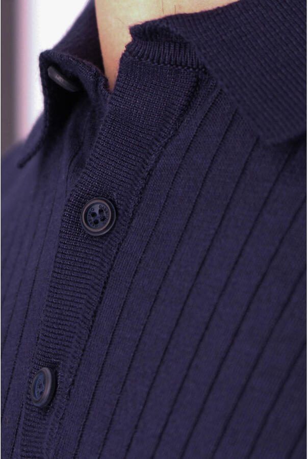 GABBIANO regular polo gebreid donkerblauw - Foto 2