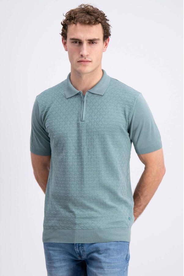 GABBIANO regular polo lichtblauw fijn gebreid