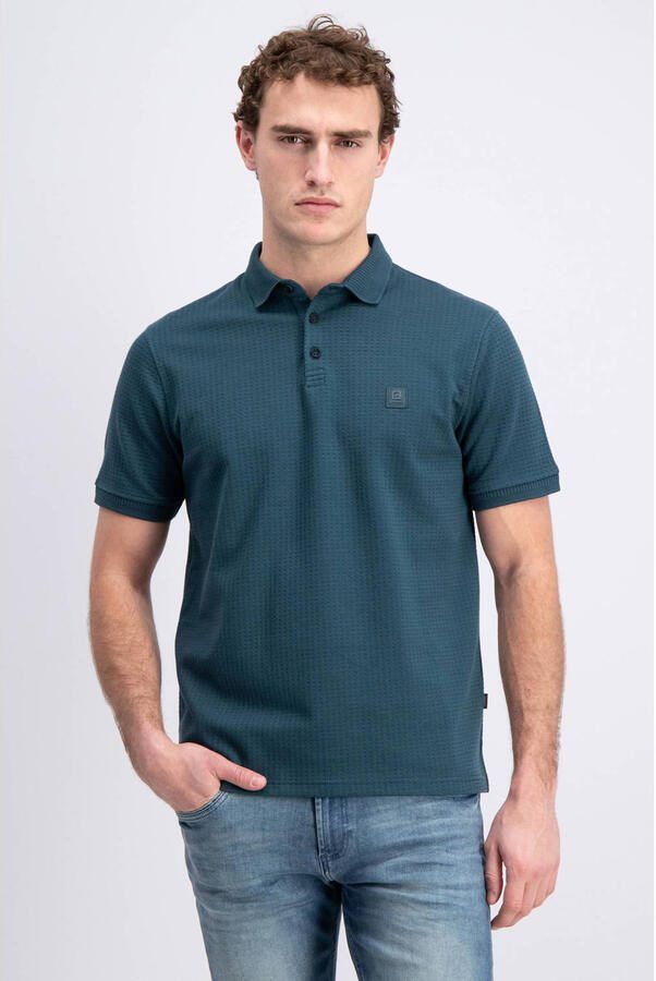 GABBIANO regular polo petrol gebreid