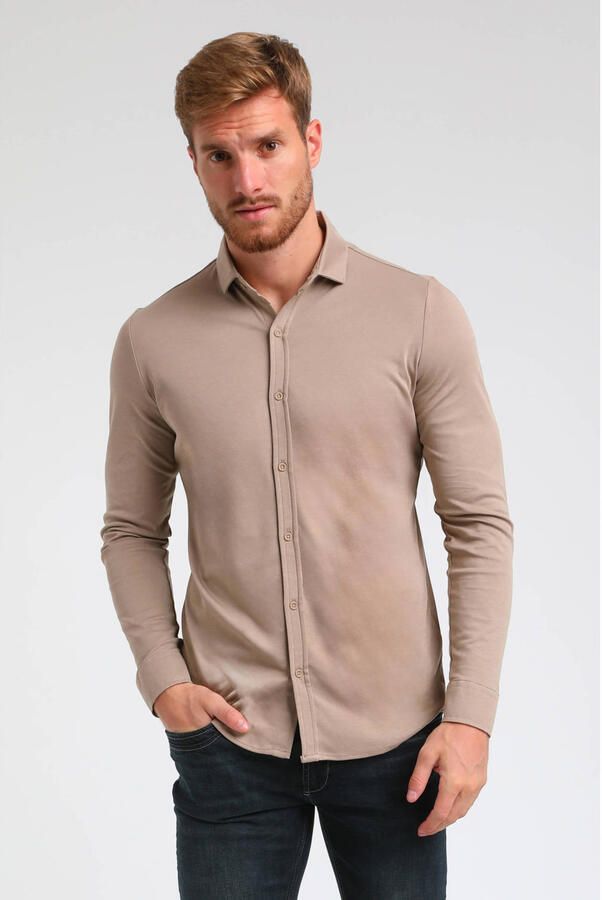 GABBIANO slim fit overhemd beige