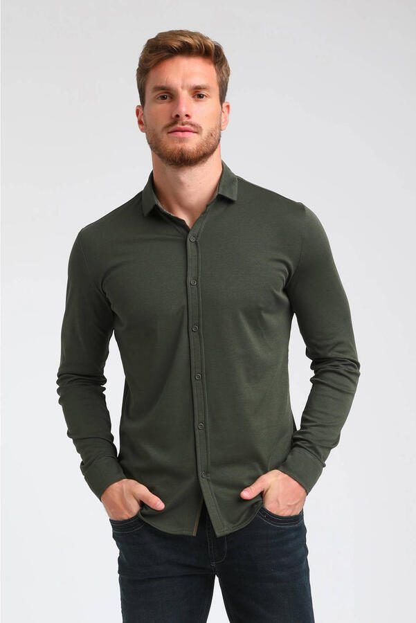 GABBIANO slim fit overhemd donkergroen