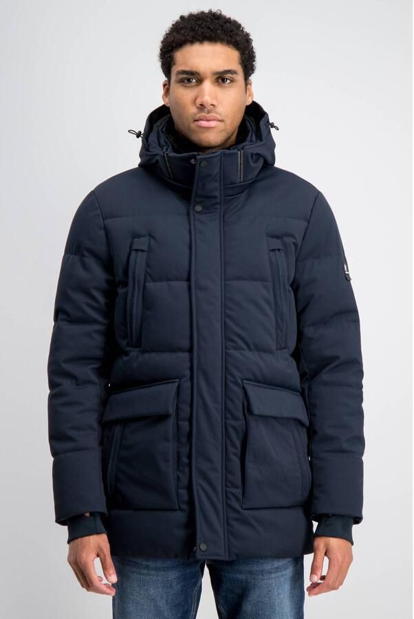 GABBIANO winterjas met imitatiebontkraag donkerblauw