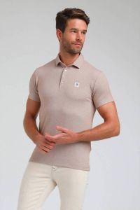 GABBIANO regular fit polo met all over print camel