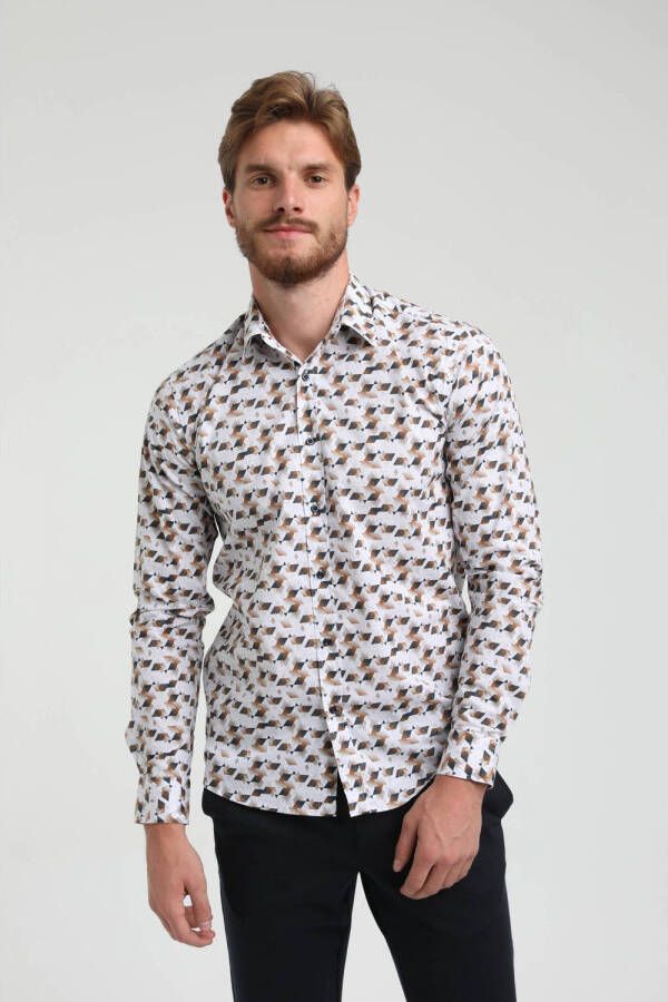 GABBIANO slim fit overhemd met all over print wit