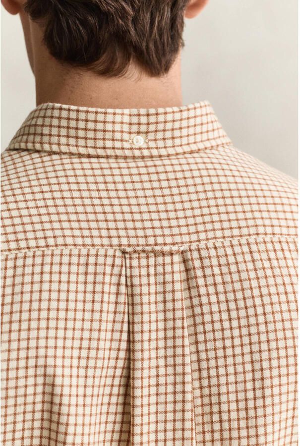 GANT flanel regular fit geruit overhemd caramelbruin - Foto 2