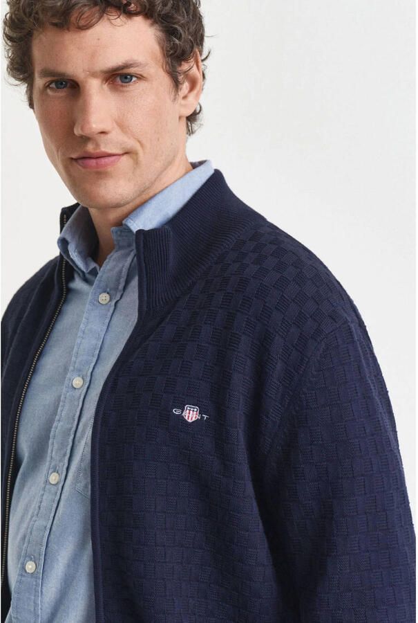 GANT gebreid vest donkerblauw - Foto 1