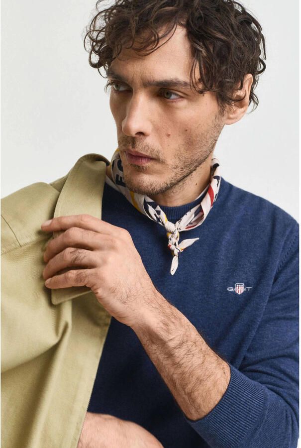 Gant Trui met ronde hals CLASSIC COTTON C-NECK Premium gebreide trui van zacht 100% katoen overgangstrui