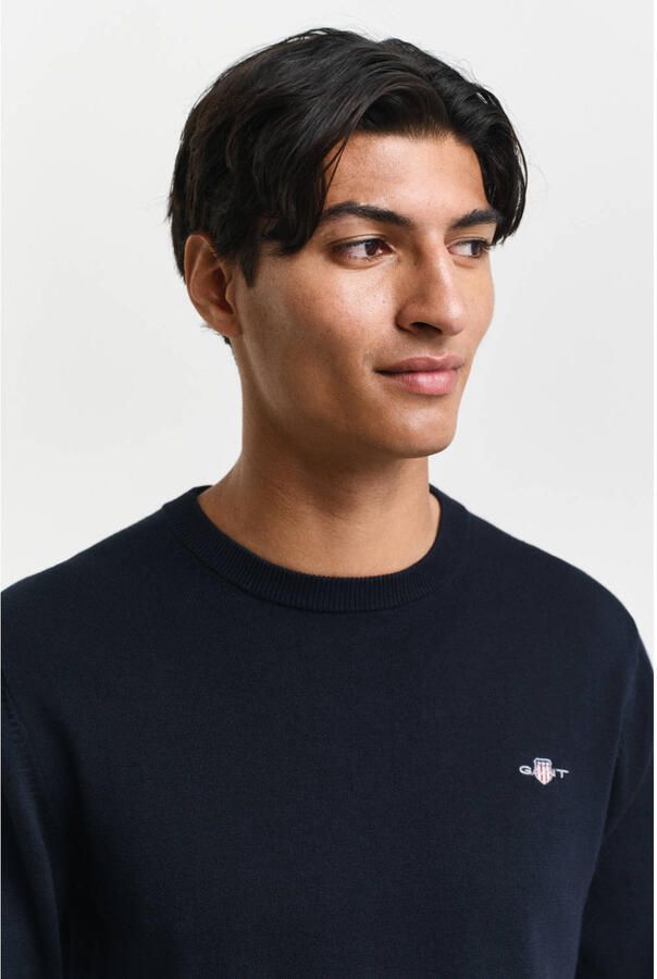 Gant Trui met ronde hals CLASSIC COTTON C-NECK Premium gebreide trui van zacht 100% katoen overgangstrui