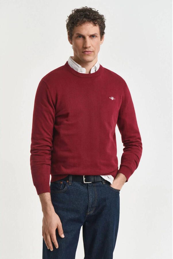 Gant Trui met ronde hals CLASSIC COTTON C-NECK Premium gebreide trui van zacht 100% katoen overgangstrui - Foto 3
