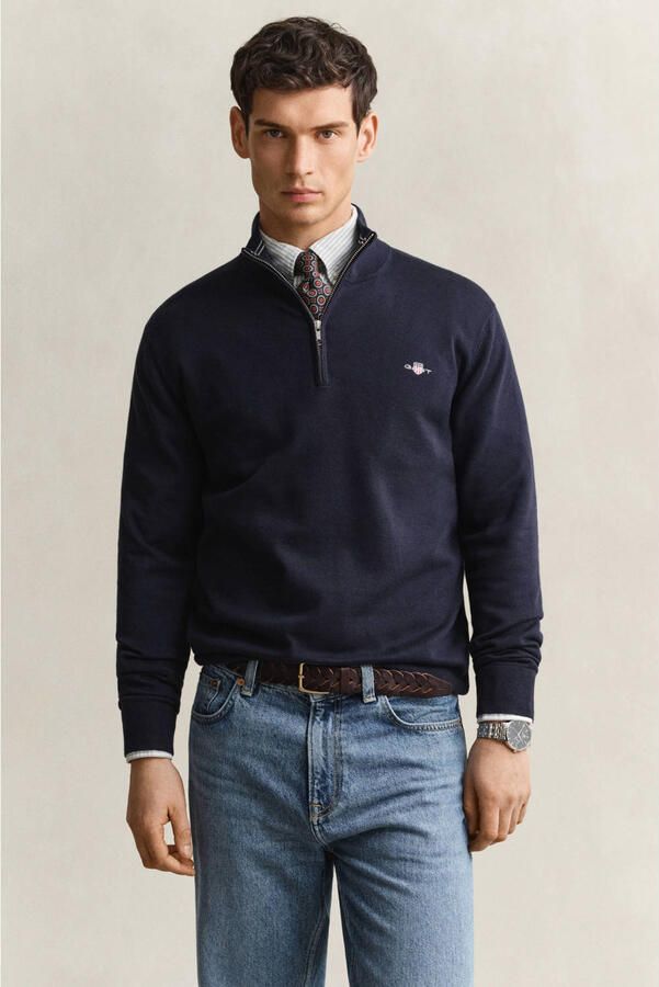 GANT katoenen regular fit gebreide trui evening blue