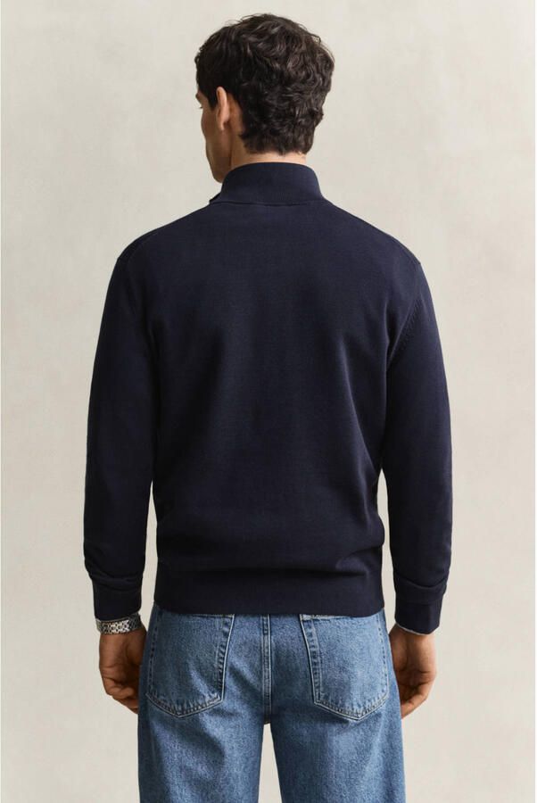 GANT katoenen regular fit gebreide trui evening blue - Foto 2