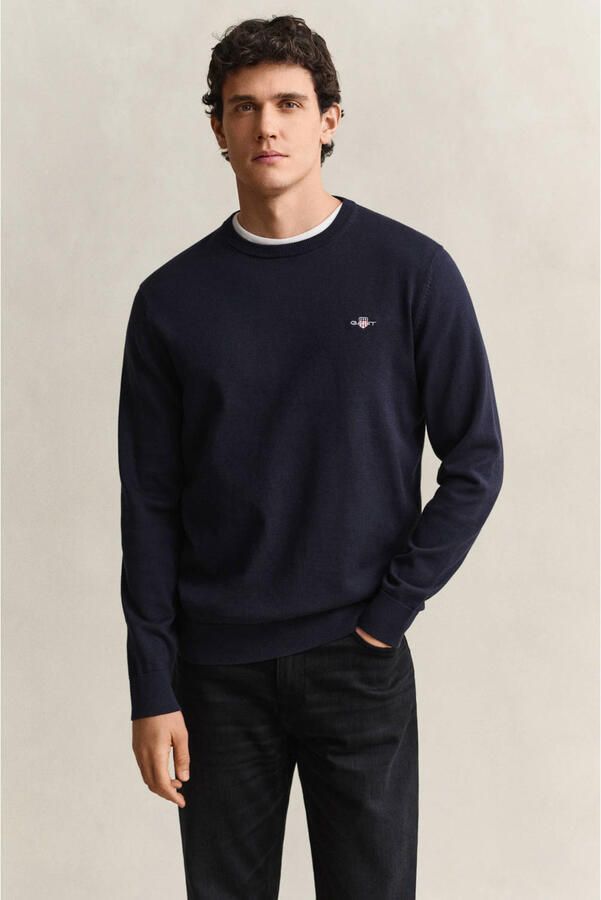 GANT katoenen regular fit gebreide trui evening blue