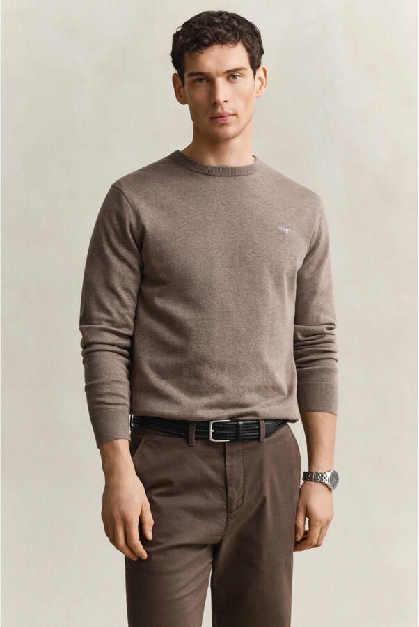 GANT katoenen regular fit trui dark hazelnut