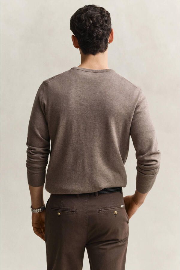 GANT katoenen regular fit trui dark hazelnut - Foto 2