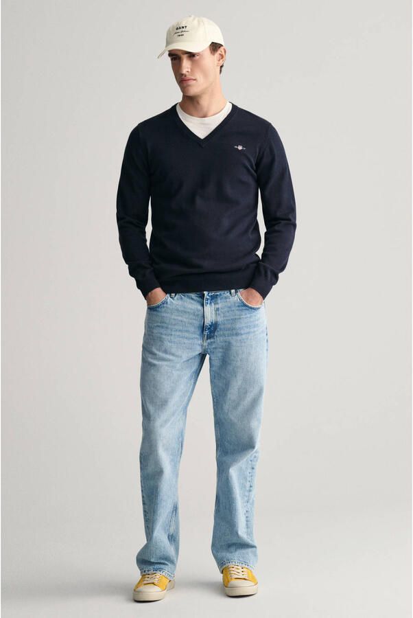 Gant Trui met V-hals CLASSIC COTTON V-NECK Premium gebreide jersey van zacht 100% katoen overgangstrui - Foto 2