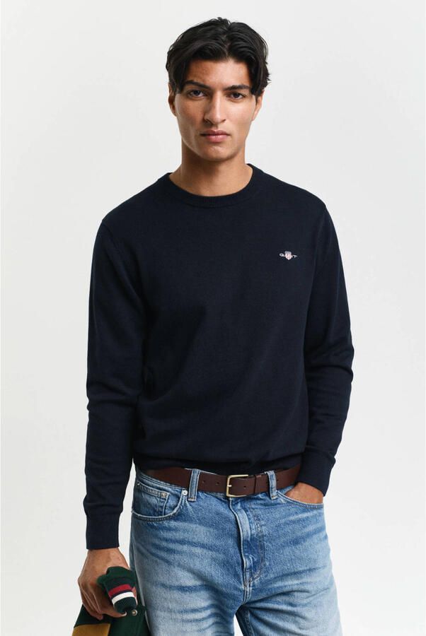 Gant Trui met ronde hals CLASSIC COTTON C-NECK Premium gebreide trui van zacht 100% katoen overgangstrui