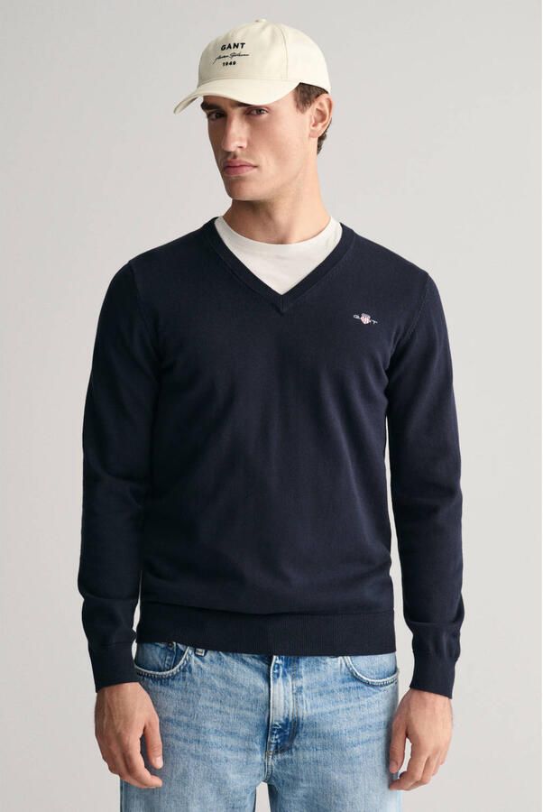 Gant Trui met V-hals CLASSIC COTTON V-NECK Premium gebreide jersey van zacht 100% katoen overgangstrui - Foto 1
