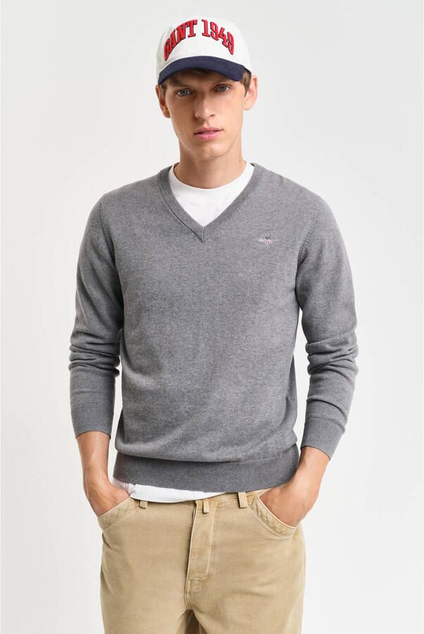 Gant Trui met V-hals CLASSIC COTTON V-NECK Premium gebreide jersey van zacht 100% katoen overgangstrui