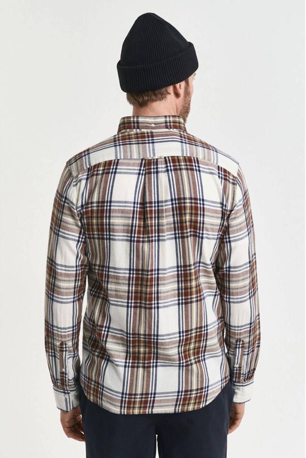 Gant Overhemd Lange Mouw Overhemd Flanel Ruit Ecru - Foto 2