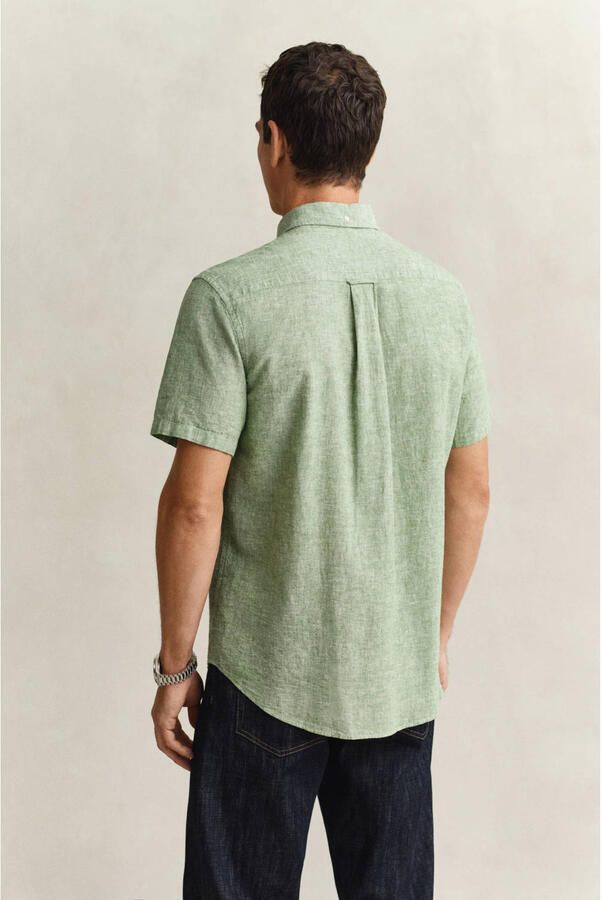 GANT regular casual overhemd met linnen groen - Foto 3