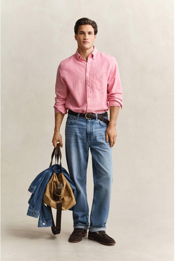 Gant Overhemd Lange Mouw Overhemd Cotton Linen Roze - Foto 2