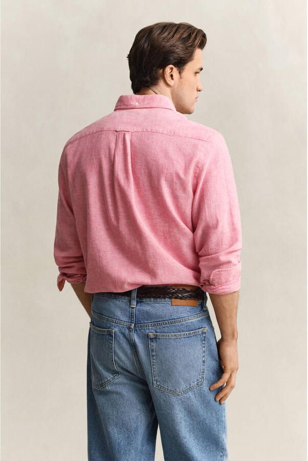 Gant Overhemd Lange Mouw Overhemd Cotton Linen Roze - Foto 3