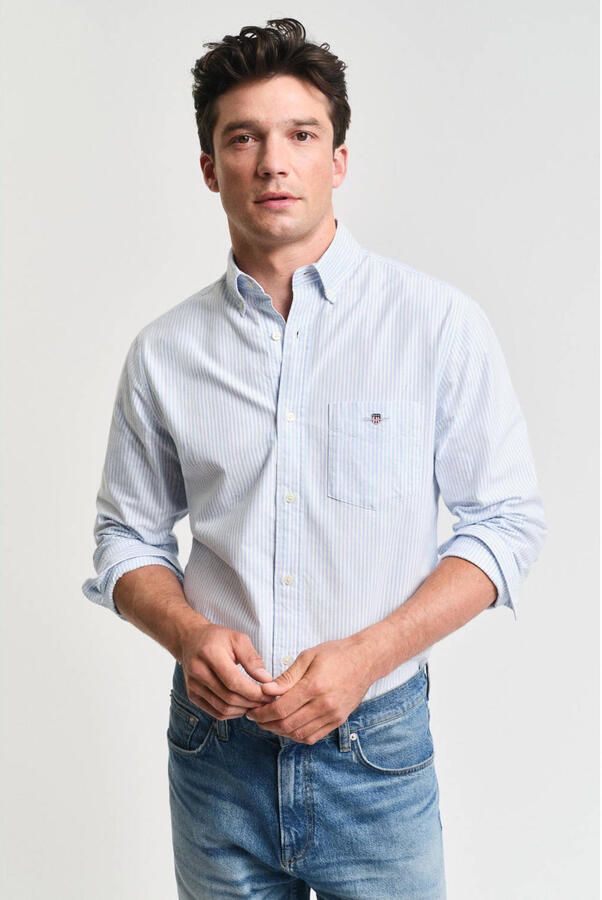 Gant Overhemd met lange mouwen Regular fit Oxford overhemd gestructureerd duurzaam dikker gestreept - Foto 2