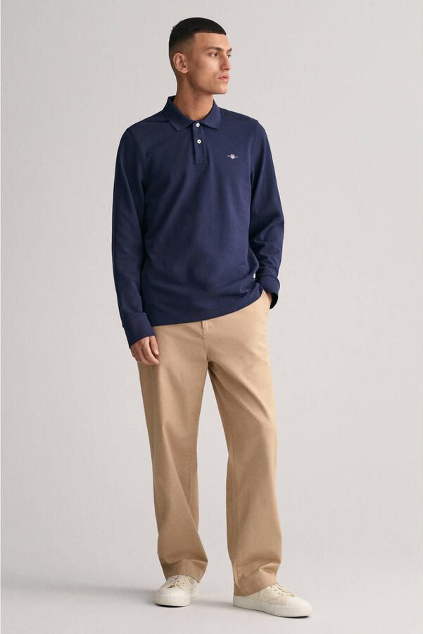 Gant Donkerblauwe polo met lange mouwen en 2 knopen Blue Heren - Foto 3