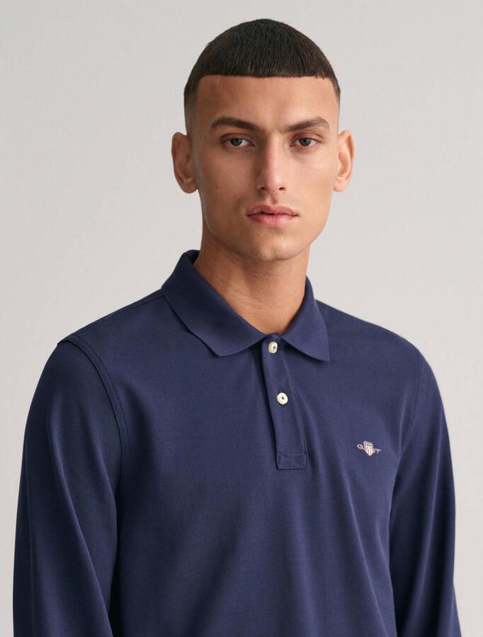 Gant Donkerblauwe polo met lange mouwen en 2 knopen Blue Heren - Foto 2