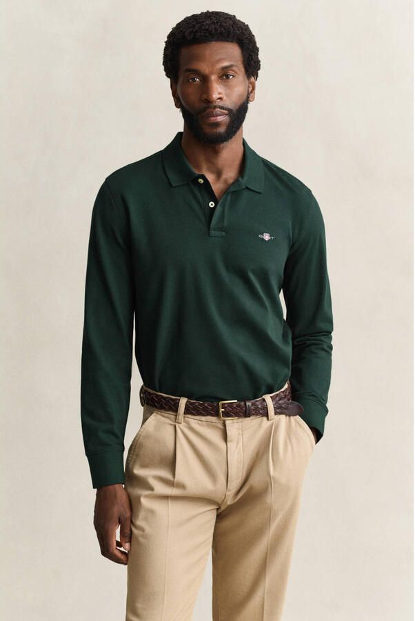 Gant Poloshirt REG SHIELD LS PIQUE RUGGER met logoborduursel op de borst - Foto 5