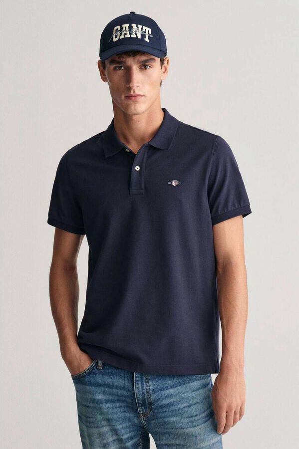 Gant Poloshirt REG SHIELD SS PIQUE POLO met logo en platte breikraag 100% katoen pique