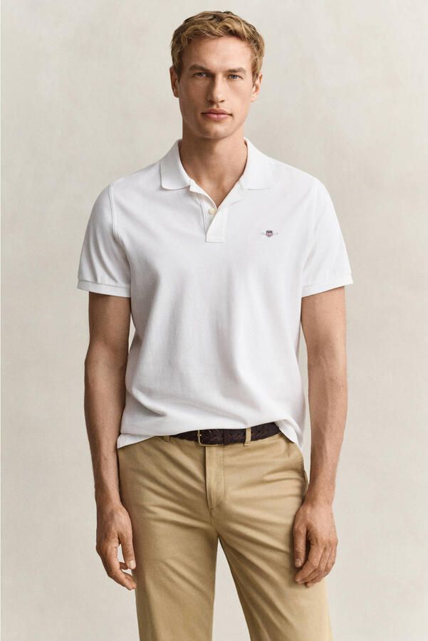Gant Poloshirt REG SHIELD SS PIQUE POLO met logo en platte breikraag 100% katoen pique