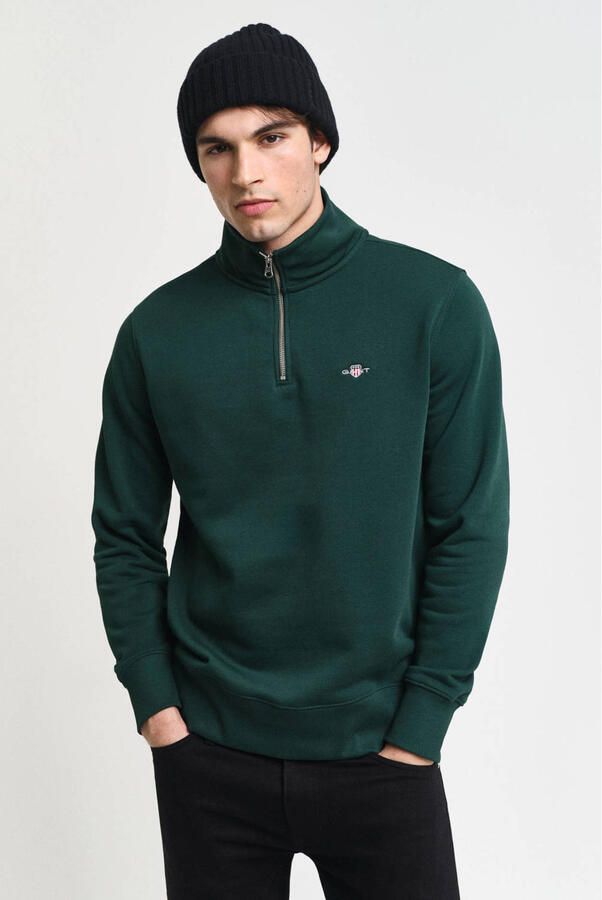 Gant Sweatshirt REG SHIELD HALF ZIP SWEAT met logoborduursel op borsthoogte