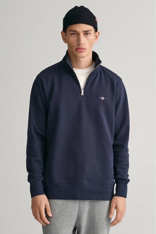 Gant Sweatshirt REG SHIELD HALF ZIP SWEAT met logoborduursel op borsthoogte