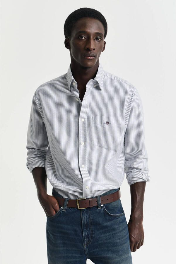 Gant Overhemd met lange mouwen Regular fit Oxford overhemd gestructureerd duurzaam dikker gestreept - Foto 3