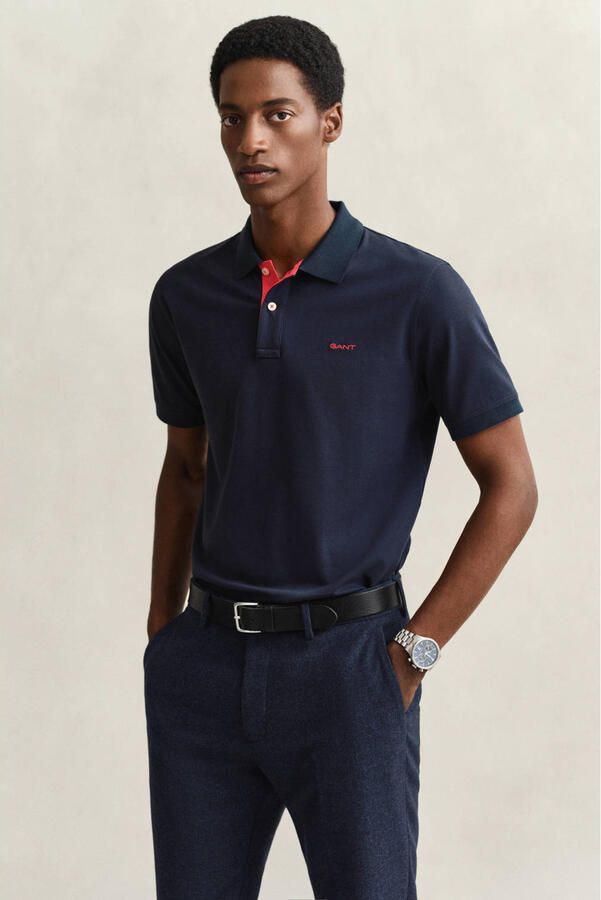 Gant Poloshirt REG CONTRAST PIQUE SS RUGGER met contrastkleurige inzetten