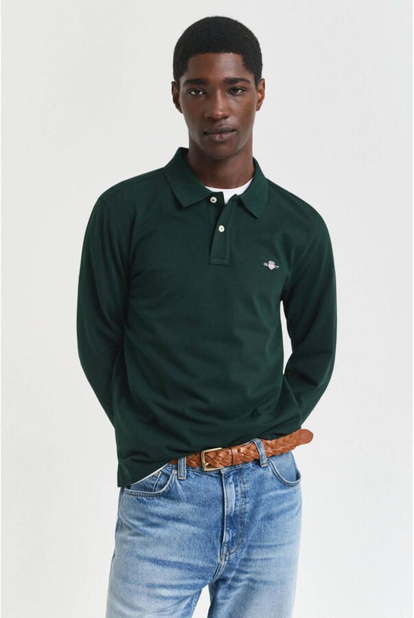 Gant Poloshirt REG SHIELD LS PIQUE RUGGER met logoborduursel op de borst - Foto 3