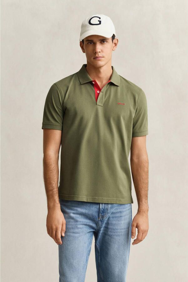 Gant Contrast Piqué Poloshirt Herb Groen