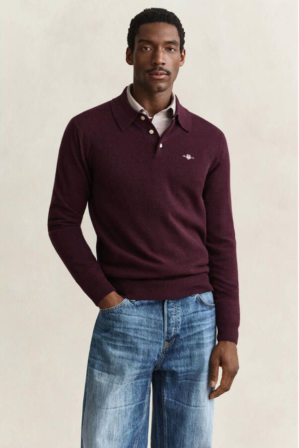GANT wollen regular fit gebreide trui darkened wine