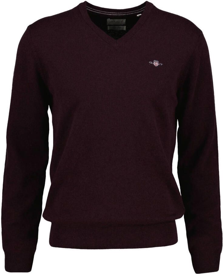 GANT wollen regular fit gebreide trui darkened wine