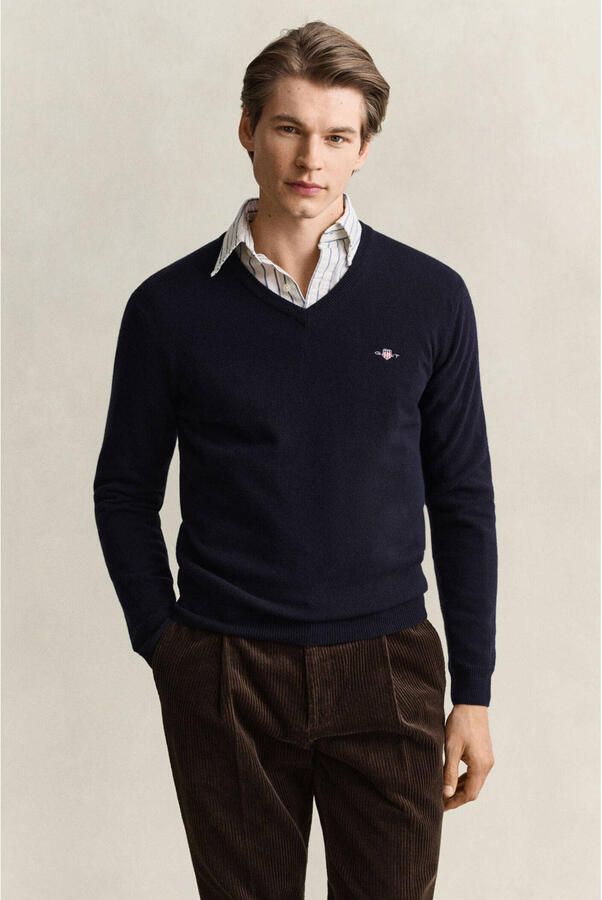 GANT wollen regular fit trui marine