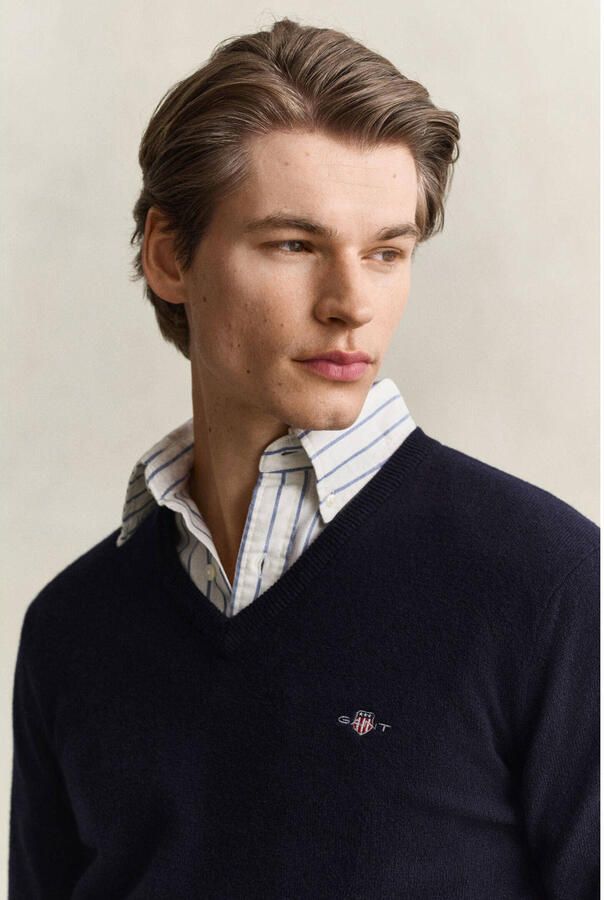 GANT wollen regular fit trui marine - Foto 2