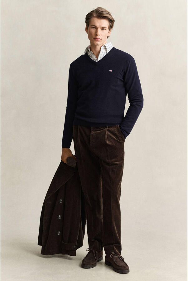 GANT wollen regular fit trui marine - Foto 3