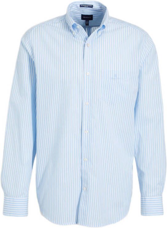 GANT gestreept regular fit overhemd capri blue