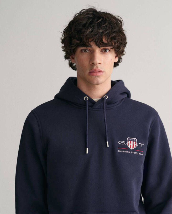 GANT hoodie met logo en borduursels evening blue