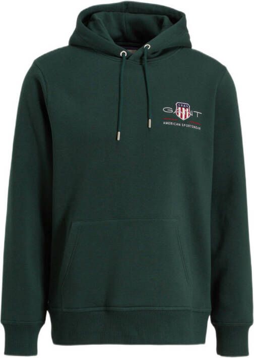 GANT hoodie met logo en borduursels tartan green
