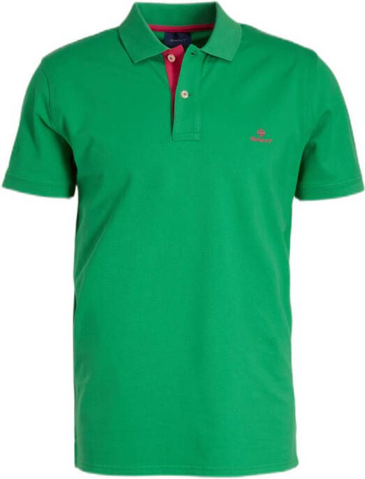 Gant Piqué Rugger Poloshirt met Contrasterende Kraag Green Heren